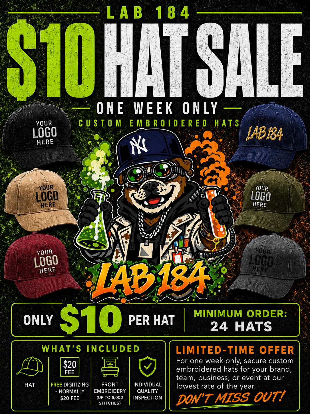 $10 CUSTOM EMBROIDERED HATS